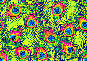 Peacock feathers seamless pattern - vector image