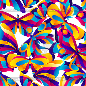 Бесшовные картины с бабочками - векторная графика