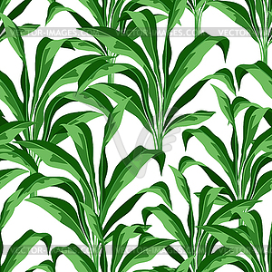 Seamless pattern with tropical plant leaves - vector clipart