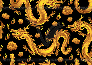 Seamless pattern with Chinese dragons - vector clipart