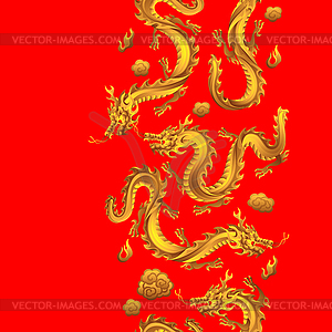 Seamless pattern with Chinese dragons - vector clip art