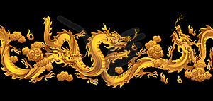 Бесшовный фон с китайскими драконами - векторный рисунок