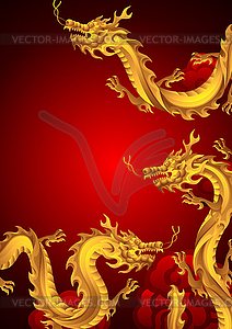 Фон с китайскими драконами - стоковое векторное изображение
