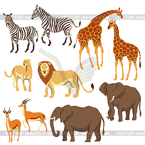 Набор африканских саванн животных - изображение векторного клипарта
