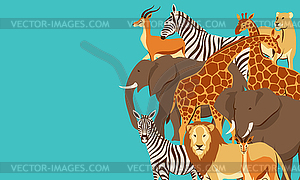 Background with African savanna animals - vector clipart / vector image