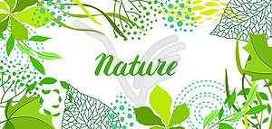 Background of stylized green leaves for greeting - vector clipart