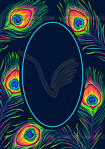 Frame with peacock feathers - vector image