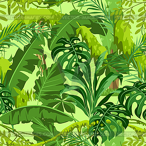 Seamless pattern with jungle plants - vector clipart