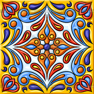 Mexican talavera ceramic tile pattern. Ethnic folk - vector image