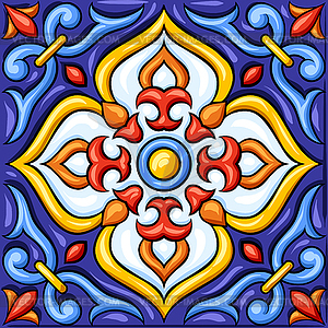 Mexican talavera ceramic tile pattern. Ethnic folk - vector clipart
