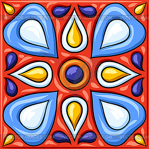 Mexican talavera ceramic tile pattern. Ethnic folk - vector image