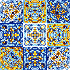 Portuguese azulejo ceramic tile pattern - vector image