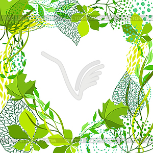 Frame of stylized green leaves for greeting cards - vector clip art