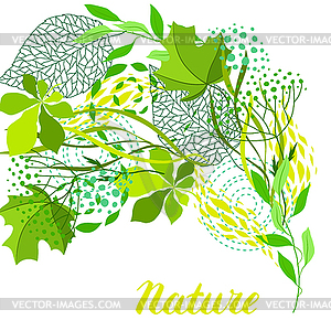 Background of stylized green leaves - vector clip art