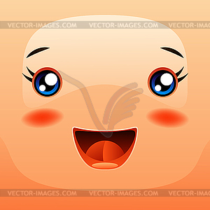 Kawaii cute face. Funny smiling muzzle - vector clipart