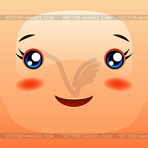 Kawaii cute face. Funny smiling muzzle - color vector clipart