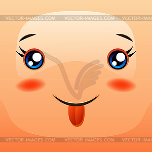 Kawaii cute face. Funny smiling muzzle - vector clipart