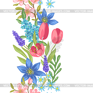 Seamless pattern with spring flowers - vector image