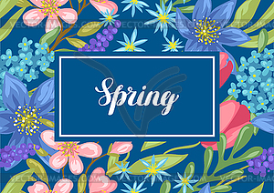 Background with spring flowers - vector image