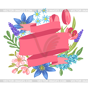 Banner with spring flowers - vector clip art