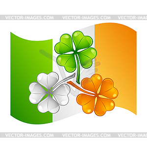 Saint Patricks Day . Irish flag with clover - vector clipart