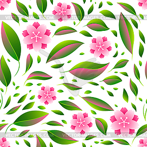 Seamless pattern with sakura or cherry blossom - vector clipart