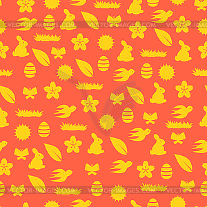 Happy Easter seamless pattern with holiday items - vector image