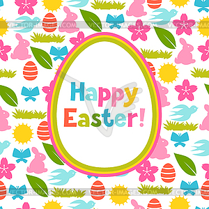 Happy Easter greeting card with holiday items - vector clip art