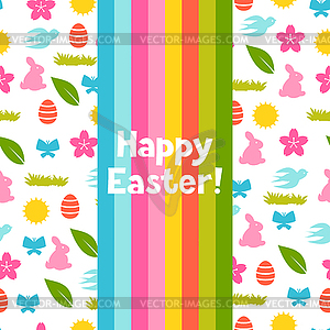 Happy Easter greeting card with holiday items - vector clipart