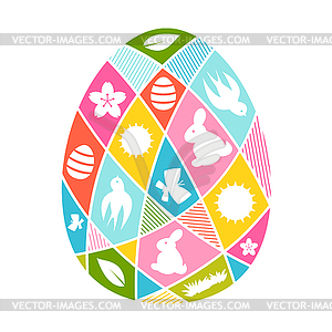Happy Easter greeting card with holiday items - vector image
