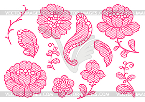 Set of lace flowers. Vintage textile - vector clipart