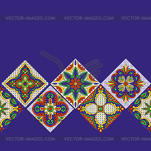 Mexican talavera ceramic tile pattern. Ethnic folk - royalty-free vector image