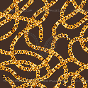 Seamless pattern with golden chains - vector clip art