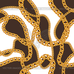 Seamless pattern with golden chains - vector clip art