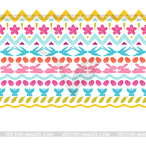 Happy Easter ikat seamless pattern - vector clipart