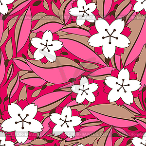 Seamless pattern with sakura or cherry blossom - vector clipart