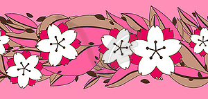 Seamless pattern with sakura or cherry blossom - vector clip art