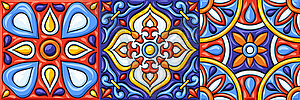 Mexican talavera ceramic tile pattern. Ethnic folk - vector clip art