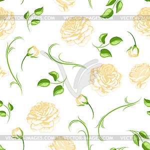 Seamless pattern with yellow roses. Beautiful - vector clip art