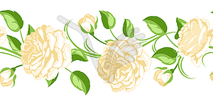 Seamless pattern with yellow roses. Beautiful - vector image