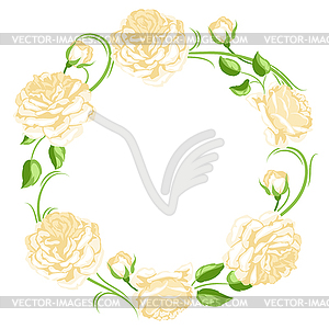 Frame with yellow roses. Beautiful decorative - vector clipart