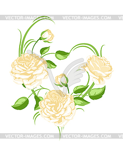 Decorative element with yellow roses. Beautiful - color vector clipart