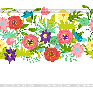 Seamless pattern with spring flowers - vector clip art