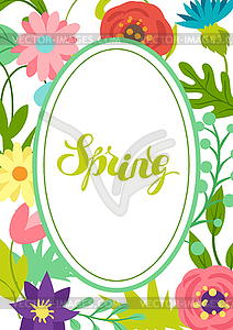 Frame with spring flowers - vector clip art