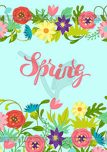 Background with spring flowers - vector image