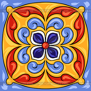 Mexican talavera ceramic tile pattern. Ethnic folk - vector image