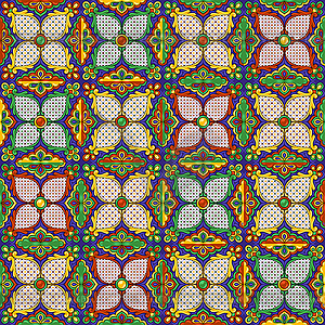 Mexican talavera ceramic tile pattern. Ethnic folk - vector EPS clipart