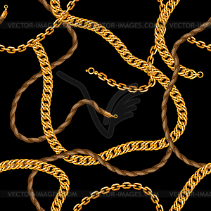 Seamless pattern with golden chains - vector clipart