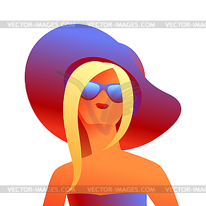 Blonde girl in sunglasses - color vector clipart