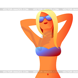 Girl in bikini on beach - vector image